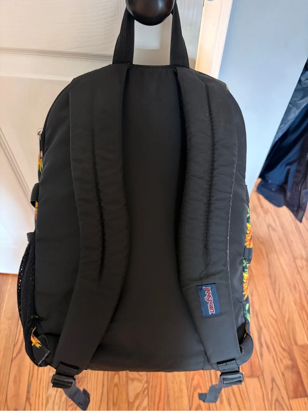 JanSport Sunflower Print Black Backpack